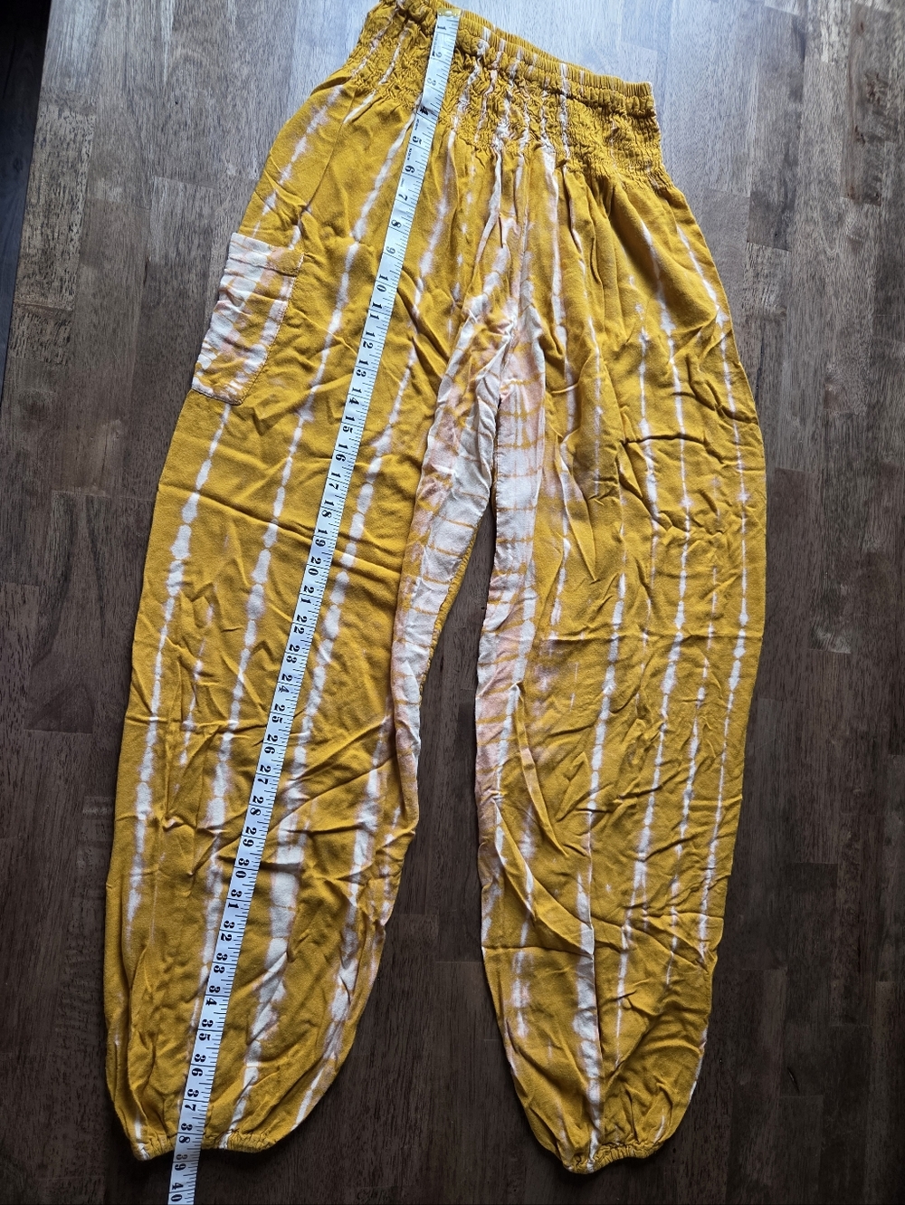 Mustard Yellow Tie-Dye Harem Pants - Picture 8 of 10